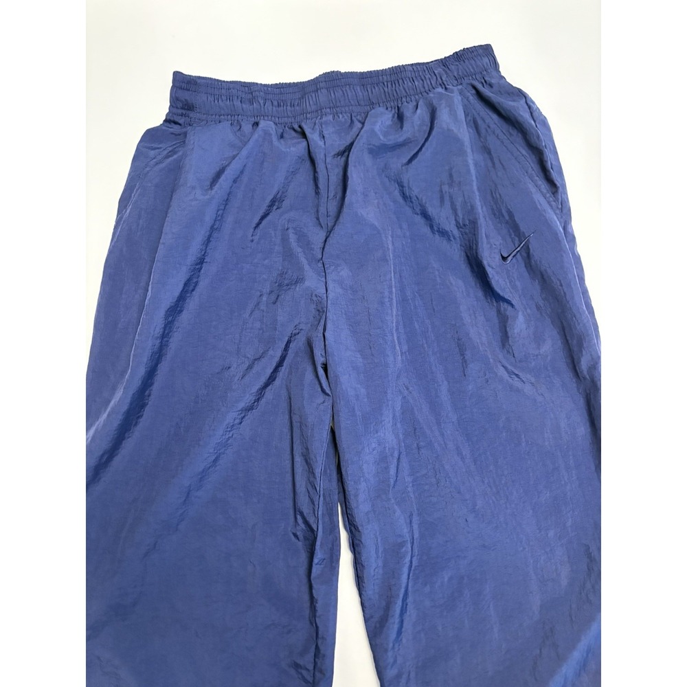 Vintage Nike Nylon Wind Pants Medium Blue Swoosh Logo 90s Athletic Track Pants